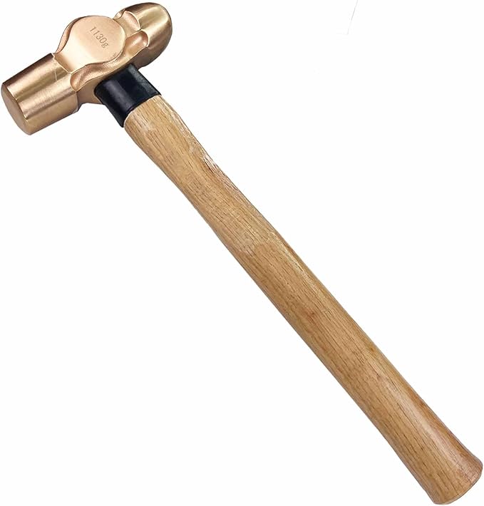 WEDO Ball Pein Hammer,24oz Non-Sparking Ball Peen Hammer,Beryllium Copper,Wooden Handle,Length 365mm,Die-forged Hammer Head 680g,Non-Magnetic,Corrosion Resistant Drilling Hammer