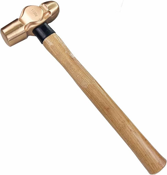 WEDO Ball Pein Hammer,32oz Non-Sparking Ball Peen Hammer,Beryllium Copper,Wooden Handle,Length 365mm,Die-forged Hammer Head 910g,Non-Magnetic,Corrosion Resistant Drilling Hammer