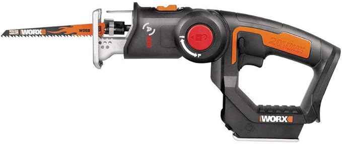 WORX Cordless Reciprocating Saw&Jigsaw, 20V ¾" 2-in-1 Saw, ¾" Stroke Length, 2-in-1 functions, 4 Blades for Different Materials, Compact&Lightweight Design, Tool Only, PowerShare