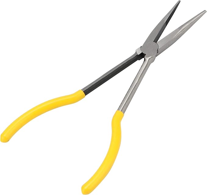 MOUYAT 5 PCS 11 Inch Long Nose Pliers Set, Long Reach Needle Nose Pliers Set Including Straight, 25 Degrees, 45 Degrees, 90 Degrees and Circle Pliers for Mechanics Technicians Contractors Work Repair