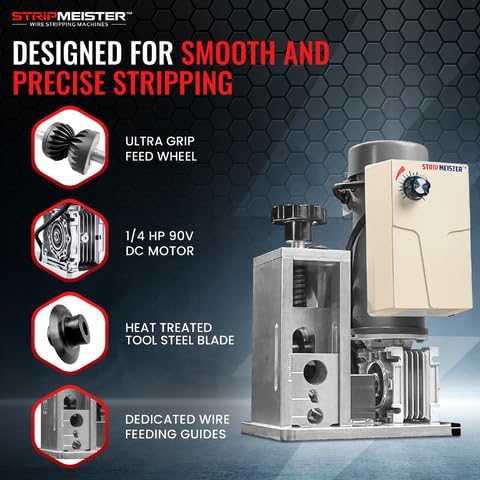 StripMeister E350x Electric Automatic Wire Stripping Machine ??Wire Size Up To 횠1", Jam-Free, Ultra Fast Scrap Wire Stripper with Ultra Grip Feeders for Copper Wires