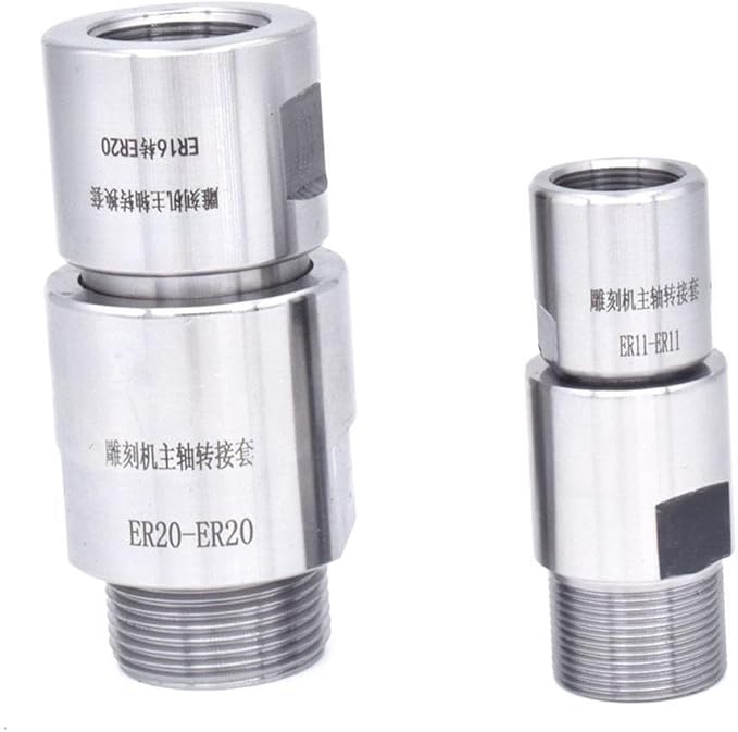 Spindle Extension Rod Thread Adapter ER11 ER16 ER20 ER25 ER32 Collet Chuck with Nut Compatible with CNC Motor Rotor for Industrial Engraving and Milling Machine Use(ER20-ER20 With Nut)