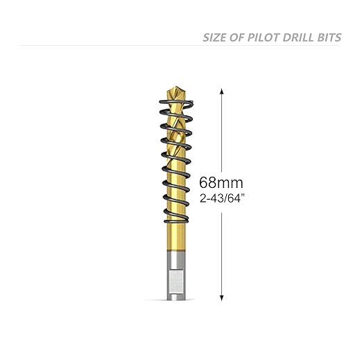 6PCS Pilot Drill Bits Set with Titanium -Plated, 1 Extra Spring and Wrench, Replacement Central Drill Bits for Hole Saw, Ideal for Steel, Metal etc.