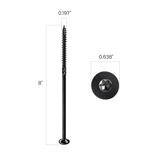 Deck Screws #14 x 8 inch, (11pcs) 1lb Heavy Duty Outdoor Wood Screws,Black Rust Resistant Epoxy Coated,Torx Drive Head,with T30 Star Bit