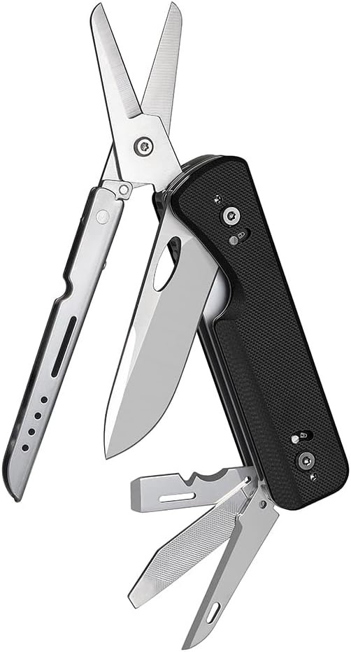 ROXON S505G Flex Shears-Modular Design Multitool with Fixed Big Scissor-Interchangeable Blade of BA01-BA17 & Changeable Implements of FT01-FT12（Black）