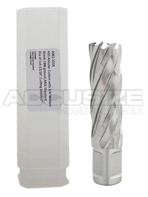 Accusize Industrial Tools 13/16'' X2'' Cutting Depth H.S.S. Annular Cutterwith 1 Pc Pilot Pin, 2081-2018Pin