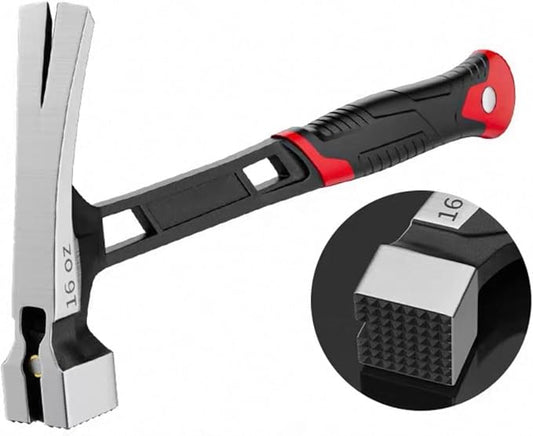 One-Piece Claw Hammer, Black and Red Handle