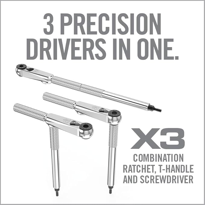 Real Avid Smart-Torq & X3 Driver Kit - Adjustable Limiter 15-65 In-Lbs, 3-in-1 X3 Driver Ratchet, T-Handle, Screwdriver, 12 Bits in a Compact Case