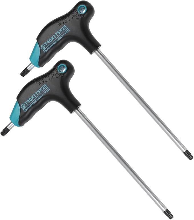 Antrader T40 Torx Wrench,Anti Tamper Proof Hex Key,Cr-V Steel T-Handle Dual End Long Arm Screwdriver 2pcs