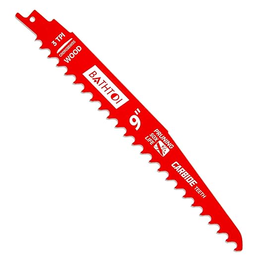 1 Pack 9 Inch 3 Tpi Carbide Reciprocating Saw Blades for Wood Cutting and Tree Trimming, Pruning Sawzall Blades with Carbide Tipped Teeth for Longer Life and Faster Cutting Speed