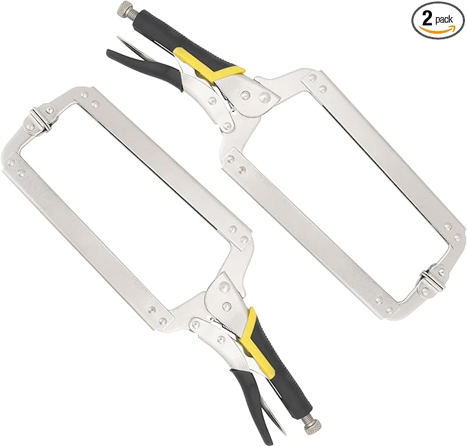 2 Pack 18 Inch C Clamp Locking Pliers with Swivel Pads, 18 Inch Heavy Duty C Clamp Welding Pliers for Woodworking and Home Improvement