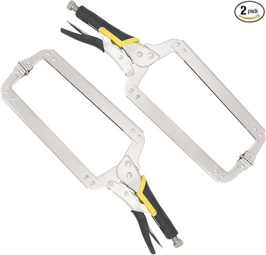 2 Pack 18 Inch C Clamp Locking Pliers with Swivel Pads, 18 Inch Heavy Duty C Clamp Welding Pliers for Woodworking and Home Improvement