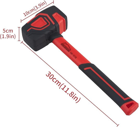 Rubber Mallet, HOUSERAN Rubber Mallet Hammer with Hook, 20 oz Rubber Hammer with Solid Rubber Head & Non-Slip Soft Grip, Mallet Hammer for Woodworking, Flooring, DIY Projects and Soft Blow Tasks