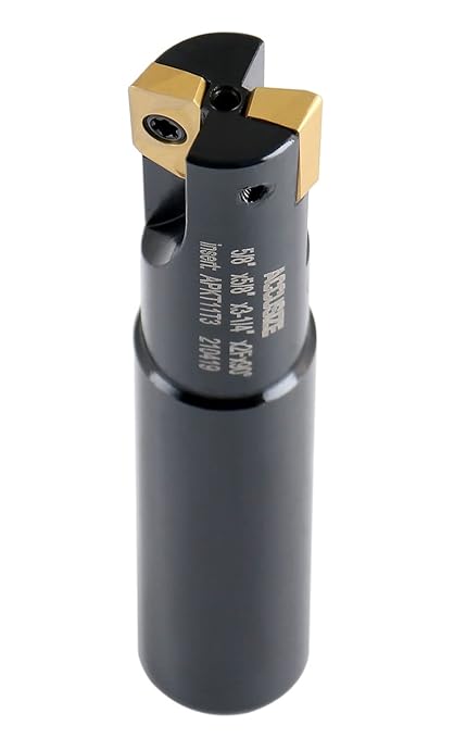 Accusize Industrial Tools 5/8'' 90 Deg Square Shoulder Indexable End Mill with 3-1/4'' Oal, Apkt11t3 Carbide Inserts, 2 Flute, 0056-0916