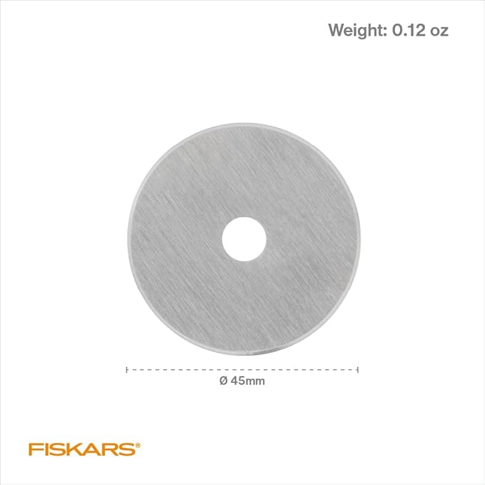 Fiskars 45mm Rotary Blades (5 Pack) - Rotary Cutter Blade Replacement - Crafts, Sewing, and Quilting Projects - Grey