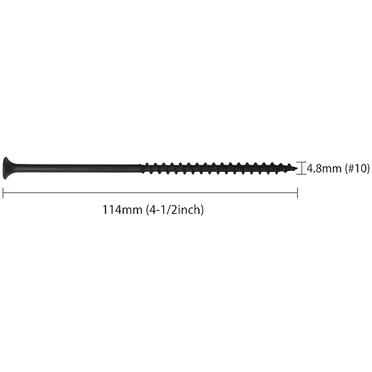 50pcs #10 횞 4-1/2 inch High Hardness Drywall Screws, Black, Coarse Thread, Phillips Drive, Bugle Head, Black Wood Screws, Long Screws, Wood and More