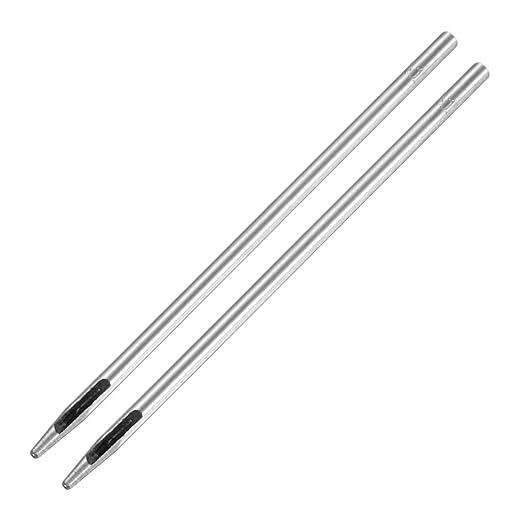 1MM Leather Hole Punch Tool [2PCS] - Metal Round Belt Hole Puncher Use for Leather Working & Belts & Watch Band & Paper & Plastic - [Silver Tone] Round Hollow Tools