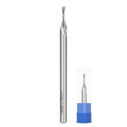 KEENTECH 3mm Shank Downcut 2 Flute Flat Tip Sprial Router Bit for CNC Router Machine, 1.5mm Cutting Diameter, 6mm Cutting Depth, for Wood Cutting, Custom Furniture, Slot Mortise, Engraving, Carving