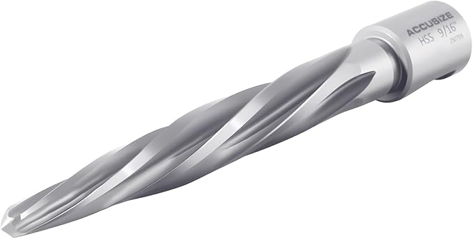 Accusize Industrial Tools 9/16'' H.S.S. Aligning Reamer with 3/4'' / 0.75'' Weldon Shank, Spiral Flute, 0521-0916