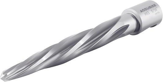 Accusize Industrial Tools 9/16'' H.S.S. Aligning Reamer with 3/4'' / 0.75'' Weldon Shank, Spiral Flute, 0521-0916