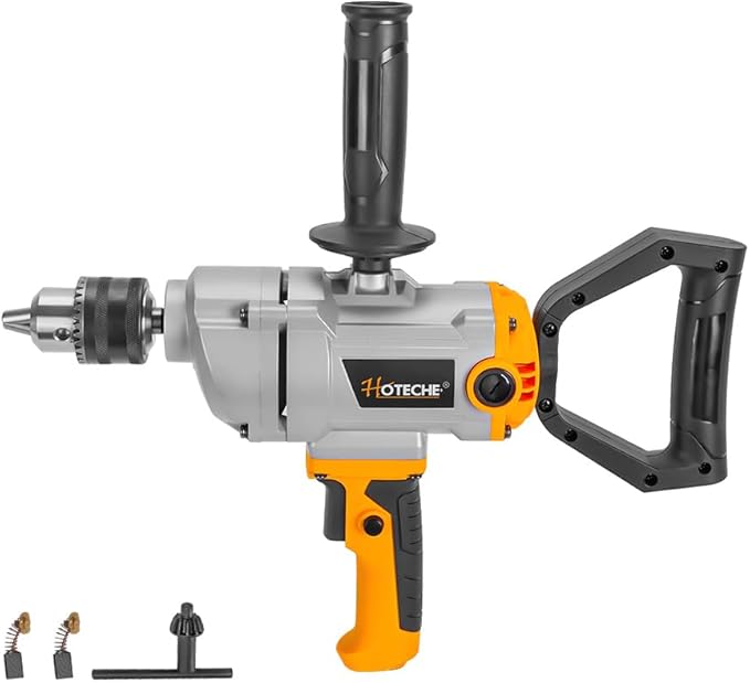 Hoteche 9.2-Amp Electric Drill, 5/8-Inch Chuck with Spade Handle & Extra Side Handle