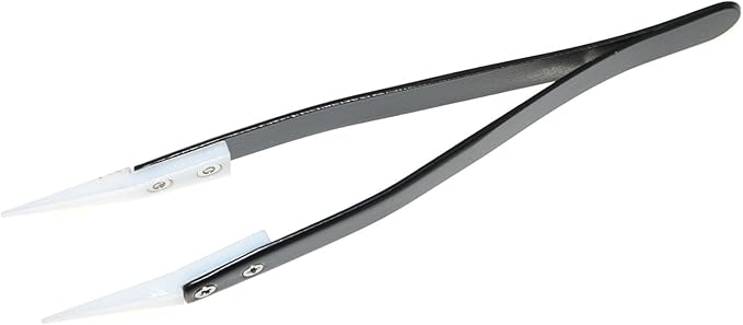 3PCS 13cm Stainless Steel Non-Conductive Tweezers Ceramic Tweezers High Temperature Resistance 3000 Degrees Applicable to Precision Electrical Operation