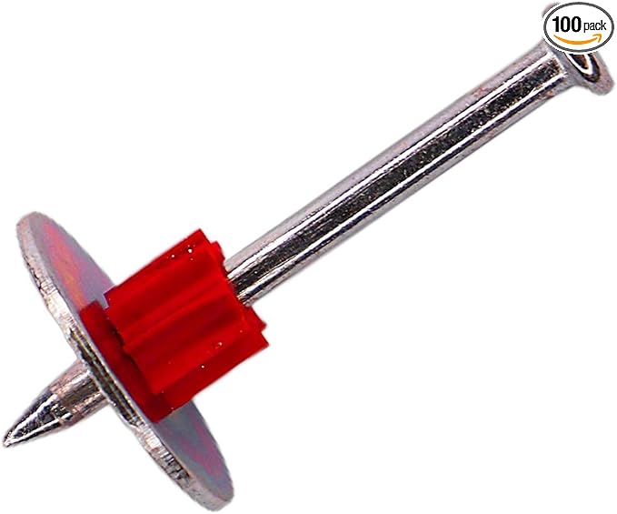 2" Powder Actuated Fasteners, Drive Pins with 1" Washer, PW200, 100pcs/pack