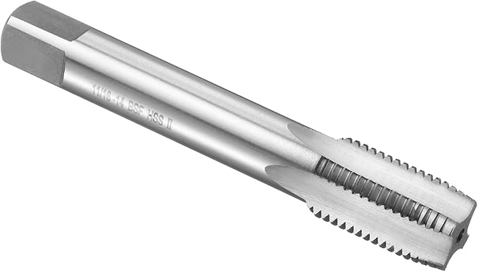 uxcell Hand Plug Tap 11/16"-14 BSF 2B Thread Plug Style Taps Straight Flute Screw Tapping Threading Tool High Speed Steel HSS6542