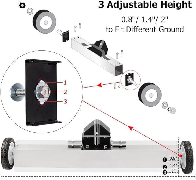 36-Inch Rolling Magnetic Pick-Up Sweeper with Wheels, with Quick Release Latch and Adjustable Long Handle, for Nails Needles Screws Collection, Great for Yard Grass Carpet and Concrete Floor