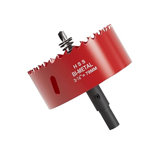 3-1/8" (79mm) Bi-Metal M42 High Speed Steel Hole Saw with Pilot Drill Bit, Smooth Cutting Edge for PVC, Drywall, Wood, Plastic, Gypsum Board, Rubber, Thin Metal