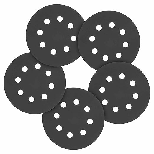 110 Pcs 5 Inch Sanding Disc 2000 Grit 8 Hole Round Hook and Loop Sandpapers for Metal Wood Automotive Boat Building Grinding and Polishing, Black