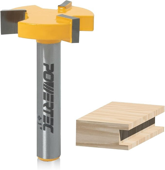 POWERTEC Slab Flattening Router Bit, 1/4 Shank, 1" Diameter, 1/4" Cutting Depth, Woodworking Surfacing Bit for CNC Machine, Wood Milling & Live Edge Wood Planing (73057)