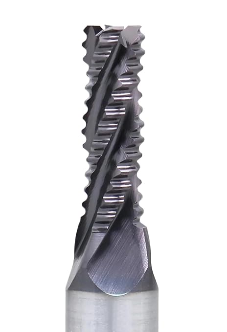 Accusize Industrial Tools Standard Tooth M42 8% Cobalt TiAlN Roughing End Mill, 1/4" Diameter, 3/8" Shank Diameter, 3/4" Flute Length, 1102-0014