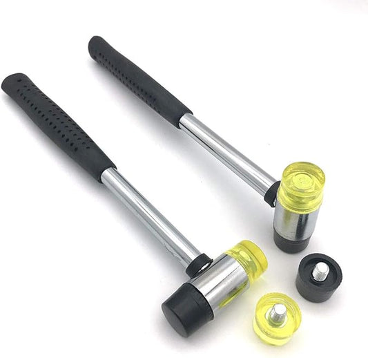 Small Soft Mallet with 2 Head Tip for Kid or women or Light Tapping Work Double-Faced Rubber Soft Head Hammer for Jewelry Leather Wood Usage Lightweight Non-Slip (2, Small)
