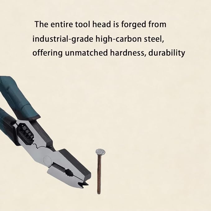 Industrial-Grade Multi-function Cutting Pliers, 9-in-1 Multi-Functional Pliers Nail Puller/Wire Cutter/Stripper/Crimper?봀ompound Action Leverage Design for Repair (1Pcs)