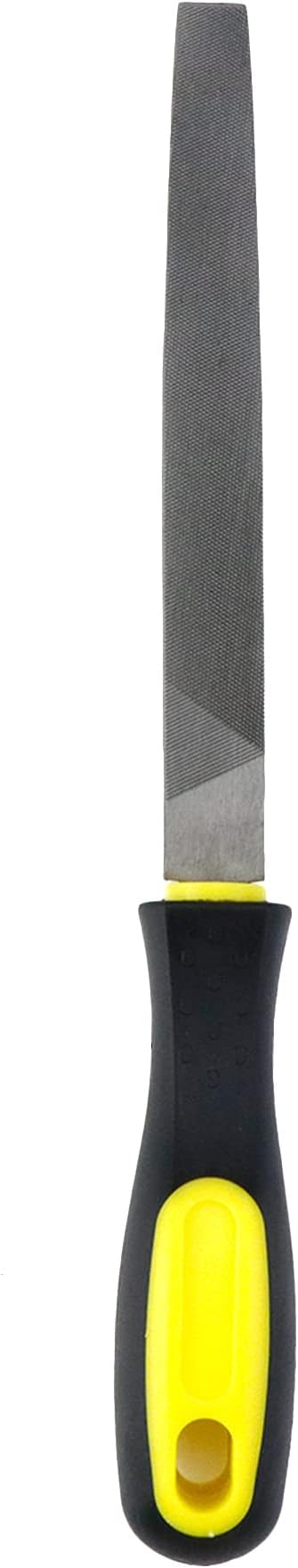 6inch Length Flat File, High Carbon Steel Hand File with Ergonomic Handle for Removing, Refining, Shaping and Scraping Projects