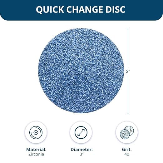 Benchmark Abrasives 3 Inch Sanding Discs Quick Change Zirconia Sanding Discs, Drill & Die Grinder Sanding Disc - Deburring Polishing Rust Remover for Metal Paint Stripper (500 Pack), 40 Grit