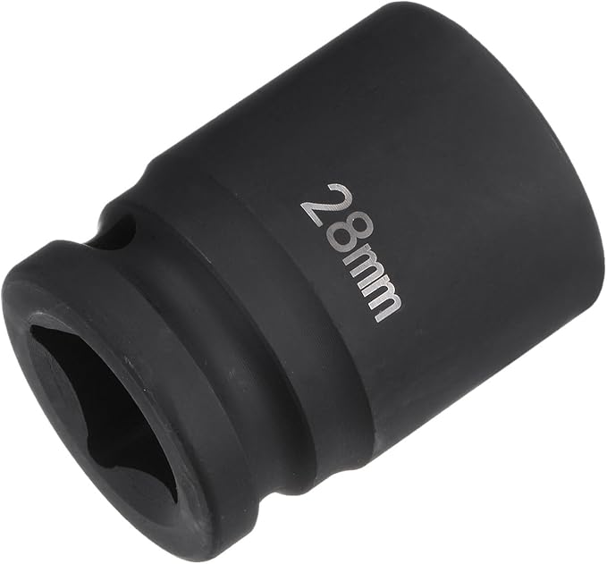 HARFINGTON 6-Point Impact Socket 3/4" Drive 28mm Metric 40Cr Alloy Steel Spindle Axle Nut Impact Socket