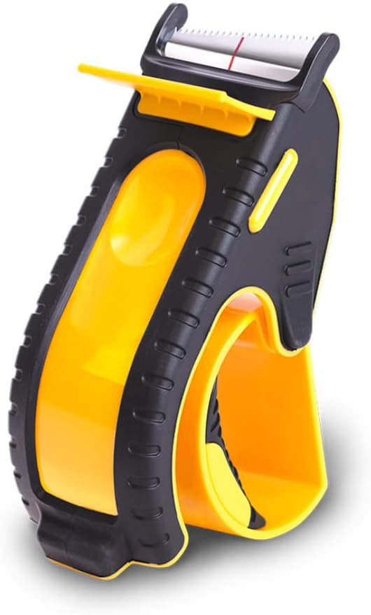 Heavy Duty Shipping Tape Dispenser: TENDO째 Premium Line ??Reusable, Replaceable, Eco-Friendly 2?쇺?Master Piece Dispenser for Pros with Patented 10째 Sloped Chromium Blades - P-2200 (4th Gen.)_Yellow