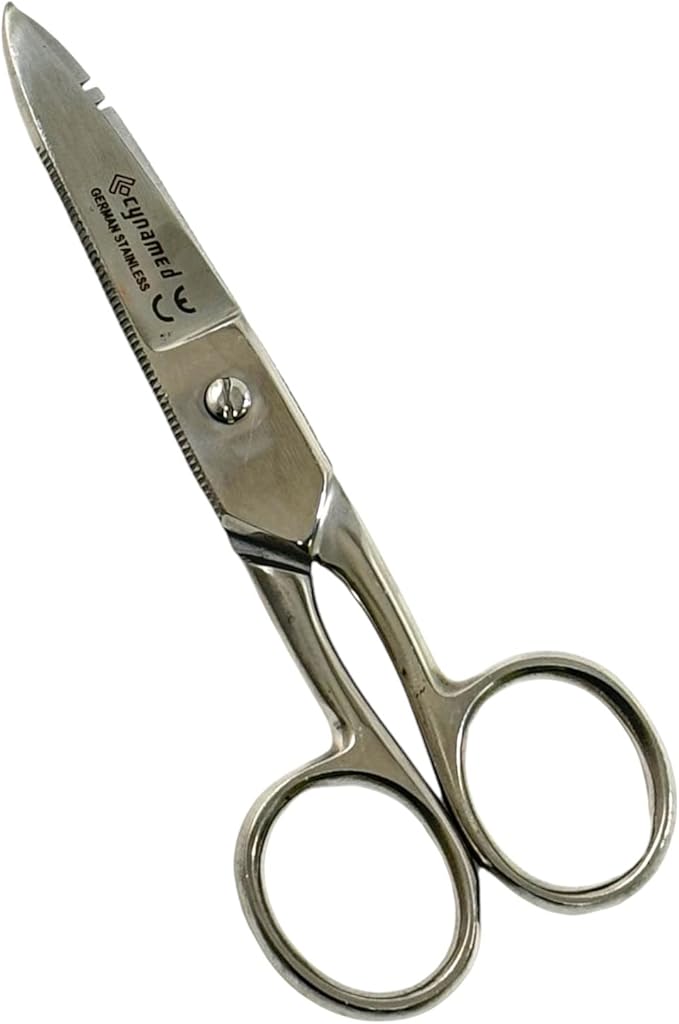 Electrical Wire Cutting and Stripping Scissors 5.25" Length | Electrician Electrical Repair Scissors | German Stainless Steel (1 Each - Silver)
