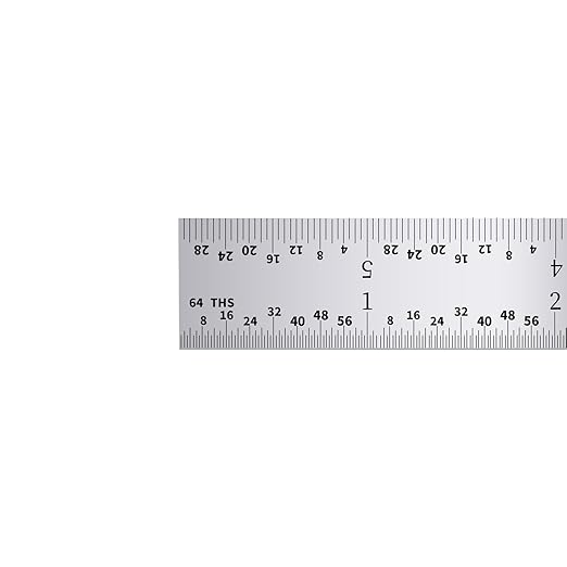 PEC Tools 6" Machinist Metal Ruler (5 Pack), 1/25" Thick X 3/4" Wide,Satin Chrome, High Carbon Steel Ruler Scale with Markings 1/32", 1/64", 1/10", 1/50", Made in USA