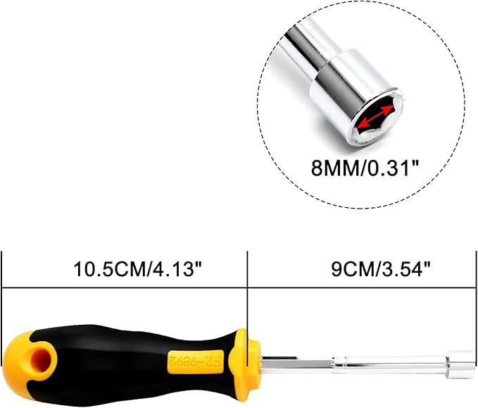 Piutouyar 8mm Socket Wrench Screwdriver, Hex Nut Driver, Steel Cushion Grip Screwdriver for Hand-Making, Repair