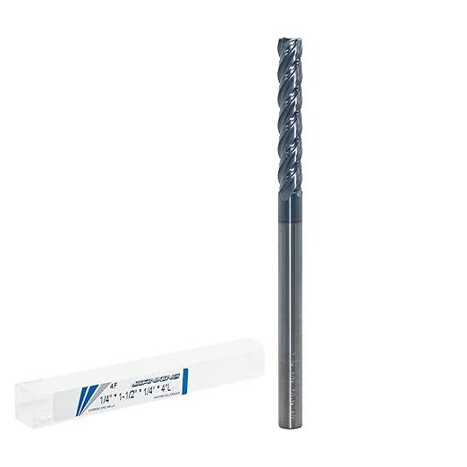 1/4" Extra Long 4-Flute Carbide Square End Mill for Stainless Steel & Titanium Alloy (TC4/TC7), AP Coating, Variable Helix, High-Performance Milling Cutter(1-Pack)