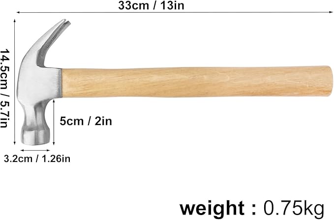 5 Packs 26 OZ Claw Hammer with Wood Handle, Perfect Gift for Your Husband, Dad, or Friends! Ideal for Woodworking, Repairing, and Nailing. by GENHAKON.