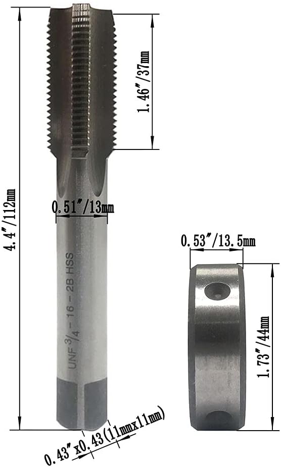 ZOUZMIN 3/4??16 UNF Tap and Die Set, Machine Thread Tap and Round Thread Die Right Hand
