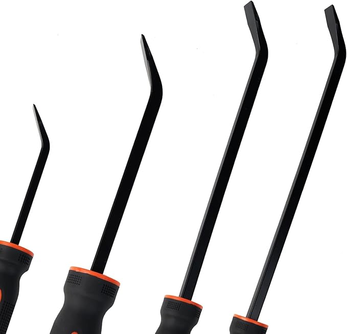 HARDK Pry Bar Tool - Heavy Duty Pry Bar Set of 5 - Pry Bars with Thicker Strike Caps - Mechanic Hand Tools for Automotive, Demolition, Nail Puller, Crowbar