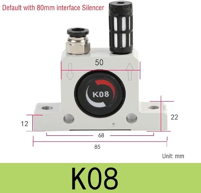 (Pack of 10) K 1/4'' K8 Thread Pneumatic Vibrator Power Concrete Vibrator Ball Type Aluminum Alloy Air Turbine Oscillator with Silencer