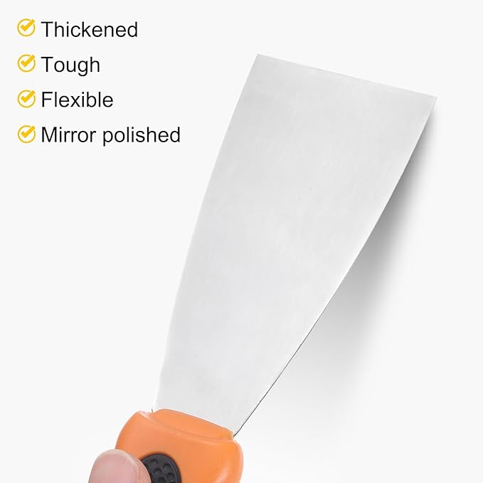 uxcell Putty Knife 6" Stainless Steel Paint Scraper Flexible Drywall Repair Mud Knives for Removing Cement Wallpaper Mud Adhesive Taping