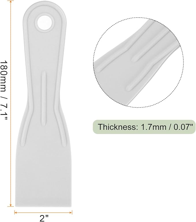 HARFINGTON 5pcs Putty Scraper 2" Width 1.7mm Thin Flexible Plastic Putty Knives for Taping Drywall Spreading Painting Wall Scratching Gray