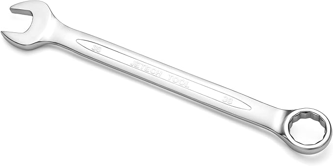 Jetech 38mm Combination Wrench - Industrial Grade, Chrome Vanadium Steel, Sand Blasted Finish, Precision Machined 12-Point Opening, Off-Corners Design, 15-Degree Offset